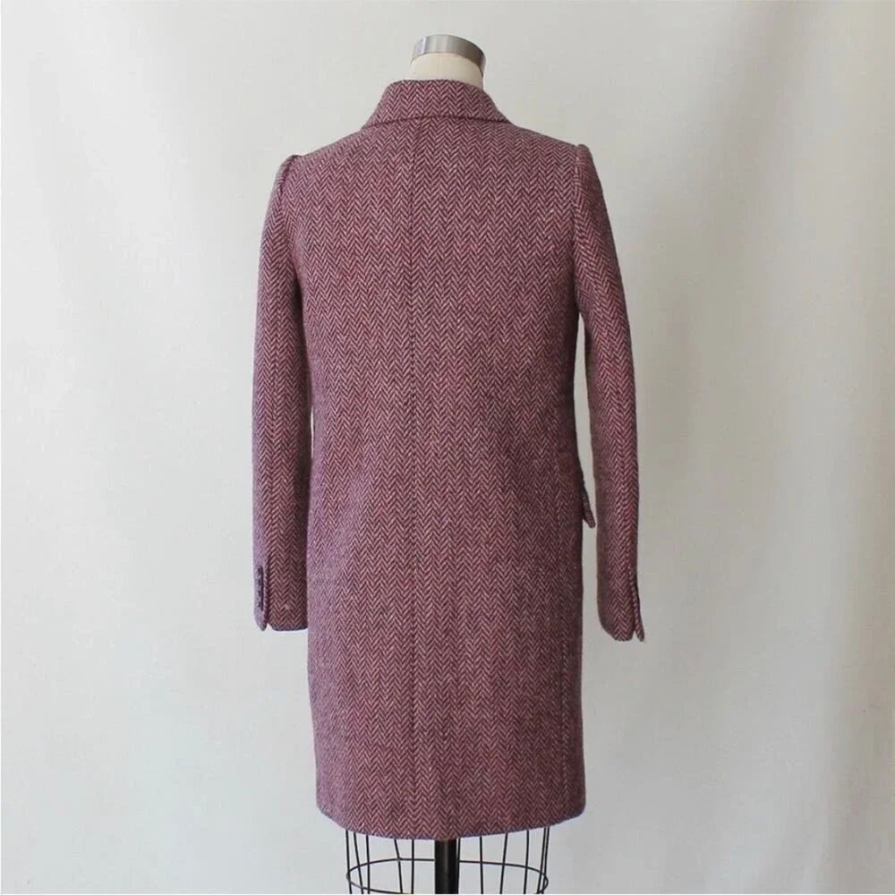 J.Crew Collection Irish Tweed Herringbone Wool Coat John Hanly Size 6